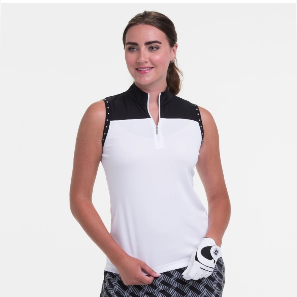 EP⛳️NewYork Pro White & Black Mesh ZipFitted top Pit-Pit 19”L24”Bright White
EUC